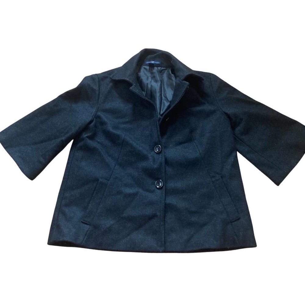 Gap Black Chevron 3/4 Sleeve Wool Blend Jacket Soze M